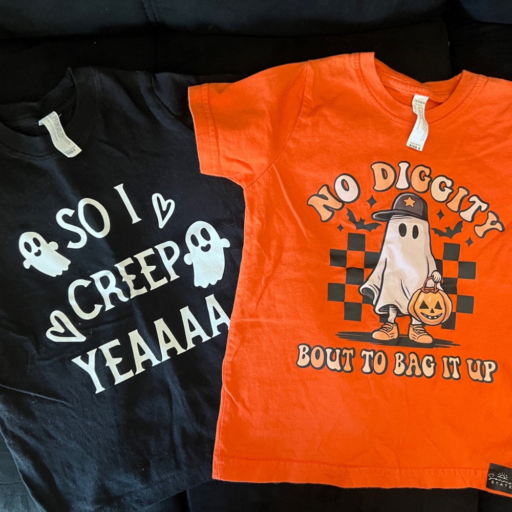 Kids Halloween Graphic T-Shirts - Orange and Black